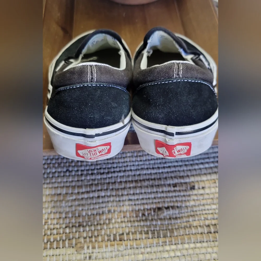 Vans Skate Slip-On Shoes Black/White PopCush Suede/Canvas 5.5 EUC - Picture 3 of 10
